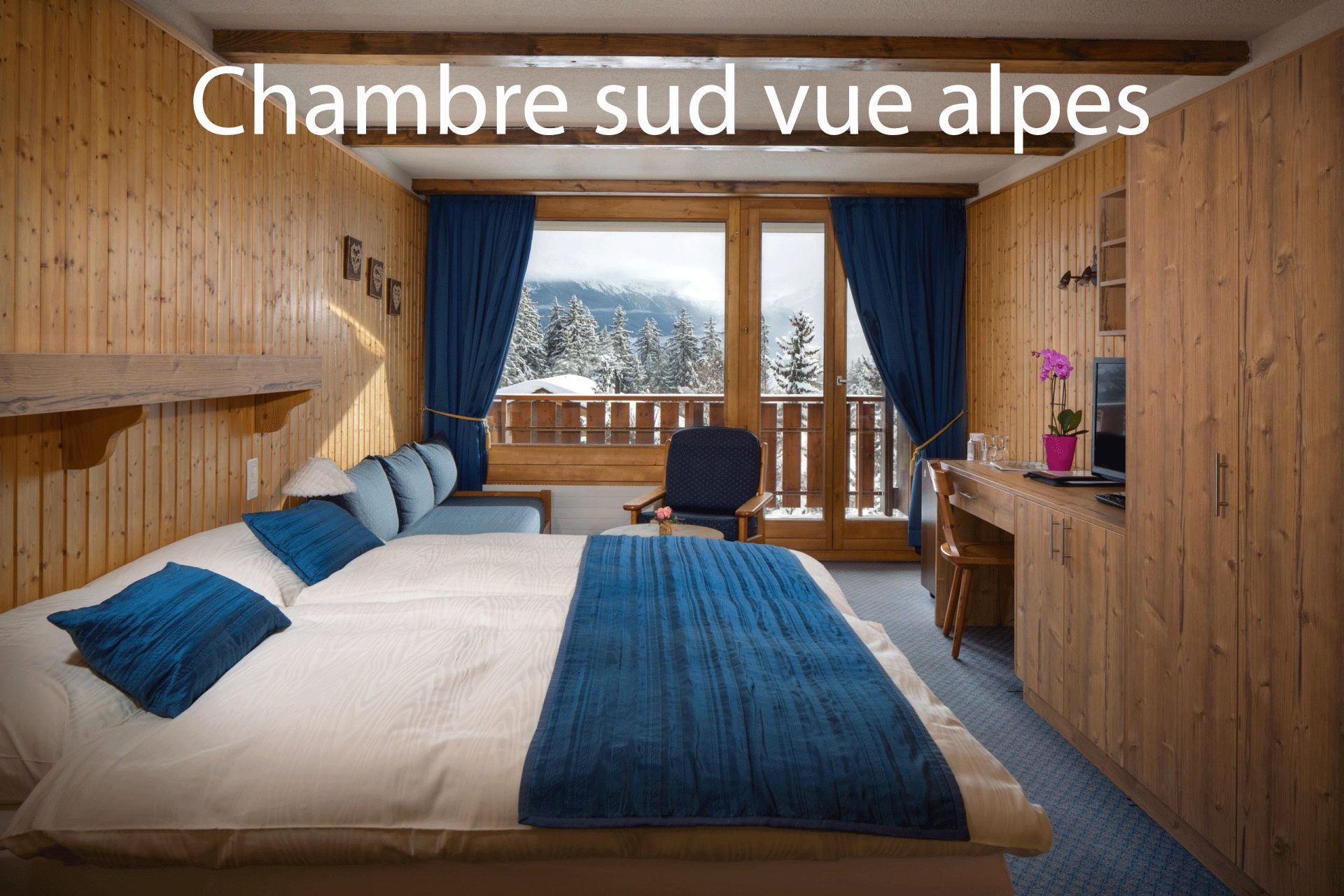 Hotel La Prairie chambre sud vue alpes